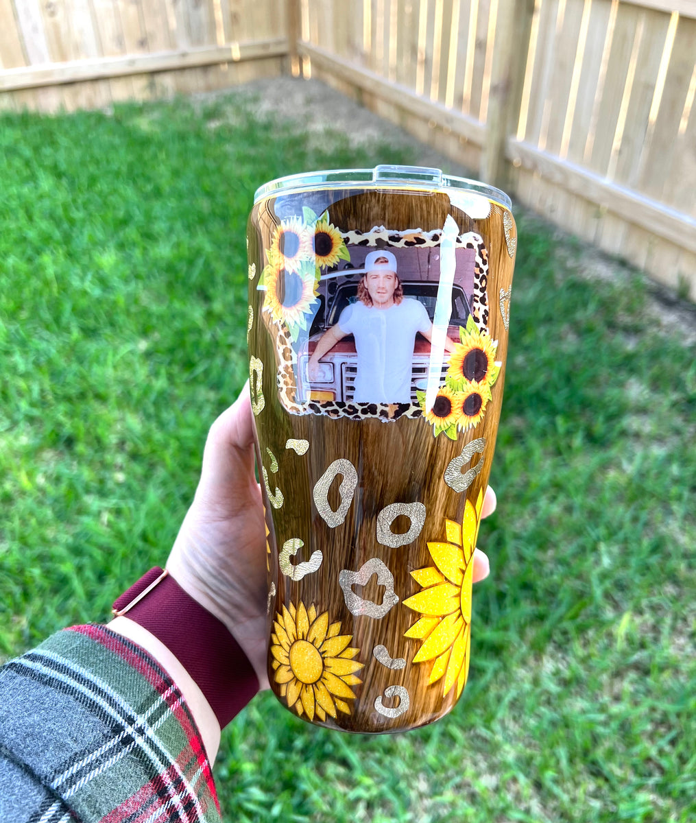 Wallen Sunflower and Leopard Tumbler – Sweet Customs By Hannah