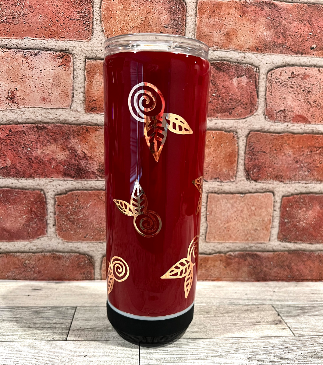 Maroon and Rose Gold Rosette Tumbler