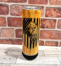 Load image into Gallery viewer, Eagle American Flag Woodgrain Tumbler
