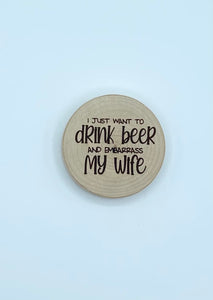 Round Wooden Bottle Openers - Engraved