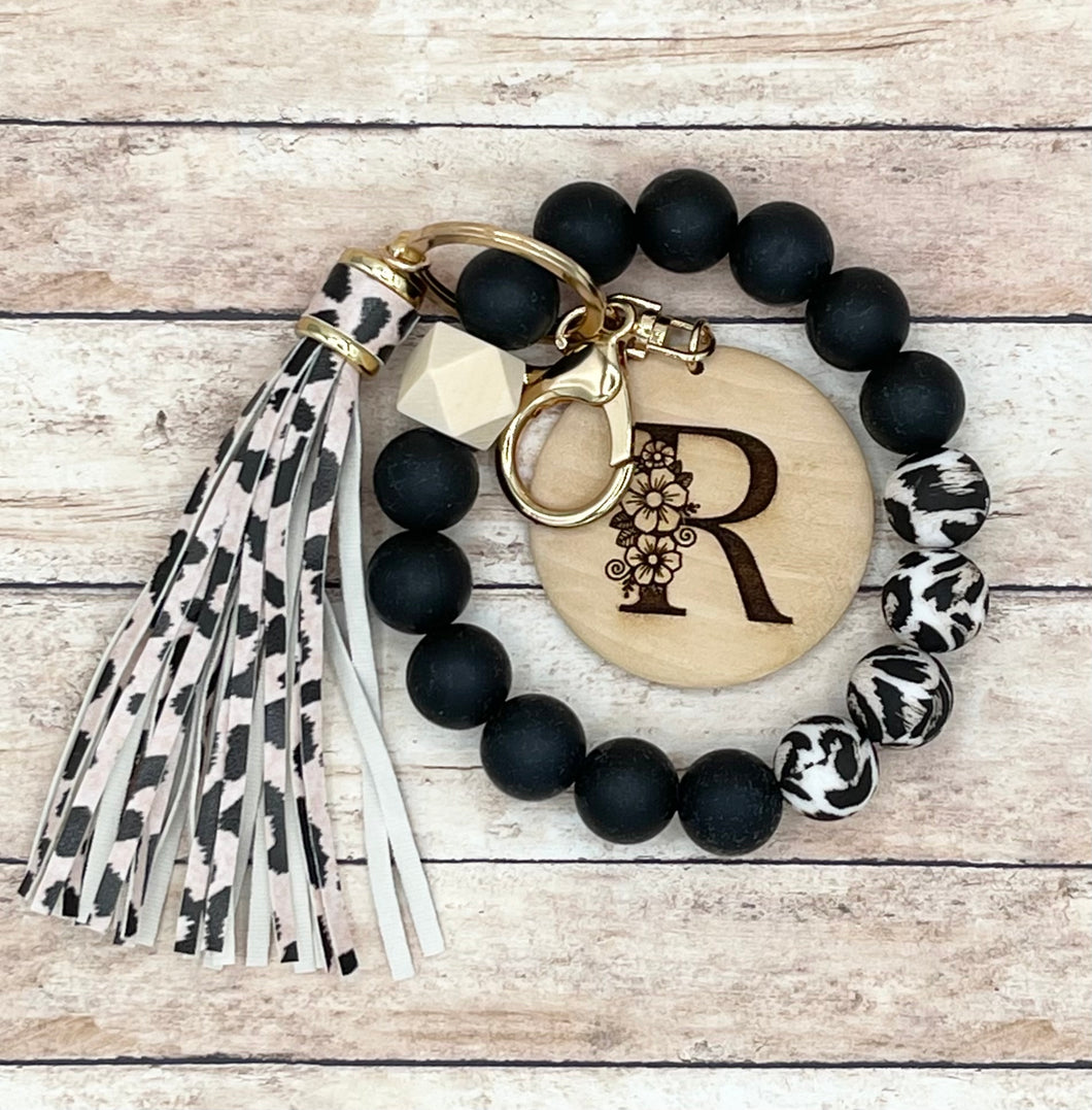 Silicone Wristlet with Engravable  Wooden disc