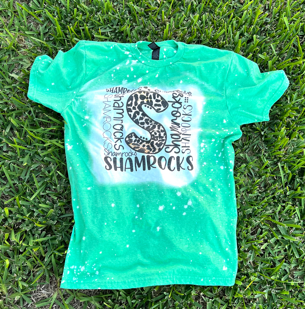 Leopard Shamrocks Bleached T-Shirt
