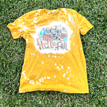 Load image into Gallery viewer, Hello Fall Cow Pumpkin Bleached T-Shirt
