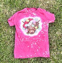 Load image into Gallery viewer, Christmas Highland Cow Bleached Shirt
