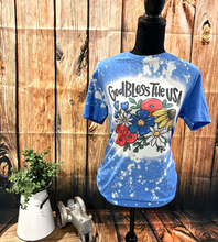 Load image into Gallery viewer, God Bless the USA Flowers Bleached Shirt
