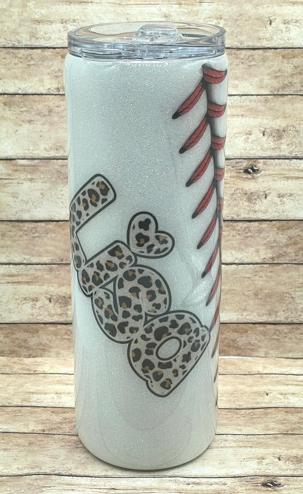 Glitter Leopard Baseball Tumbler